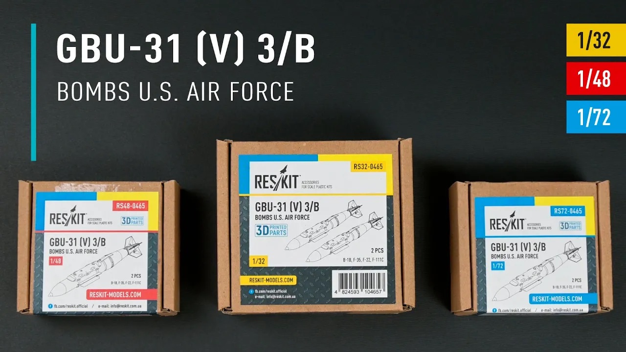 Видео GBU-31 (V) 3/B bombs U.S. Air Force (2 pcs) (3D Printed) (1/72)