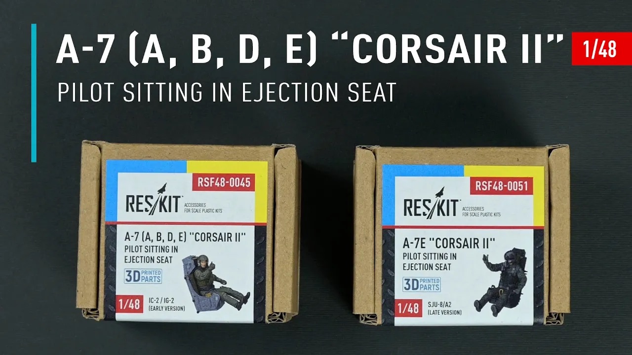 Видео A-7 (A, B, D, E) "Corsair II" pilots sitting in ejection seat IC-2 / IG-2  (early version) (3D Printed) (1 pcs) (1/48)