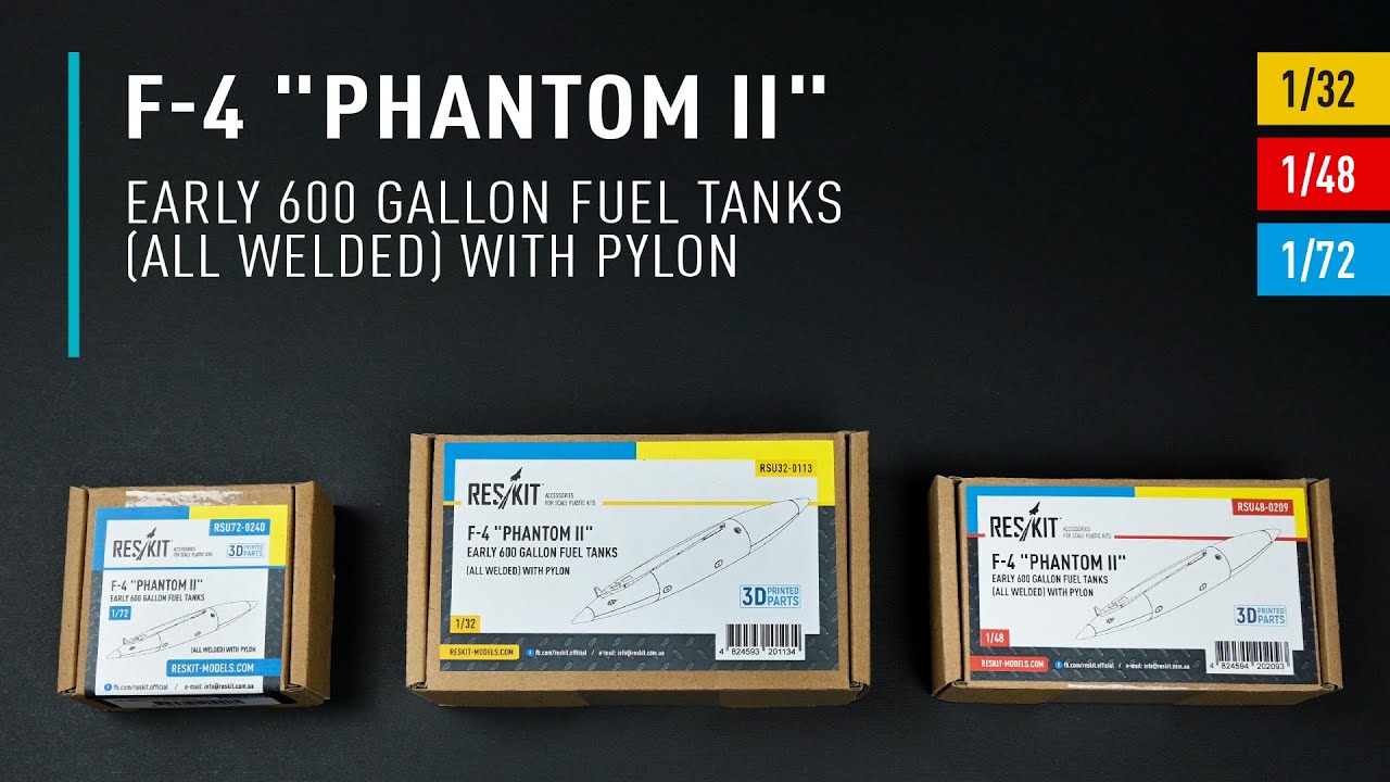 Видео F-4 "Phantom II" early 600 gallon fuel tank (all welded) with pylon (1 pcs) (3D Printed) (1/32)