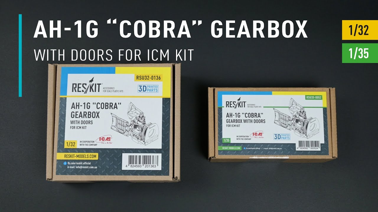 Видео AH-1G "Cobra" gearbox with doors for ICM kit (3D Printed) (1/32)