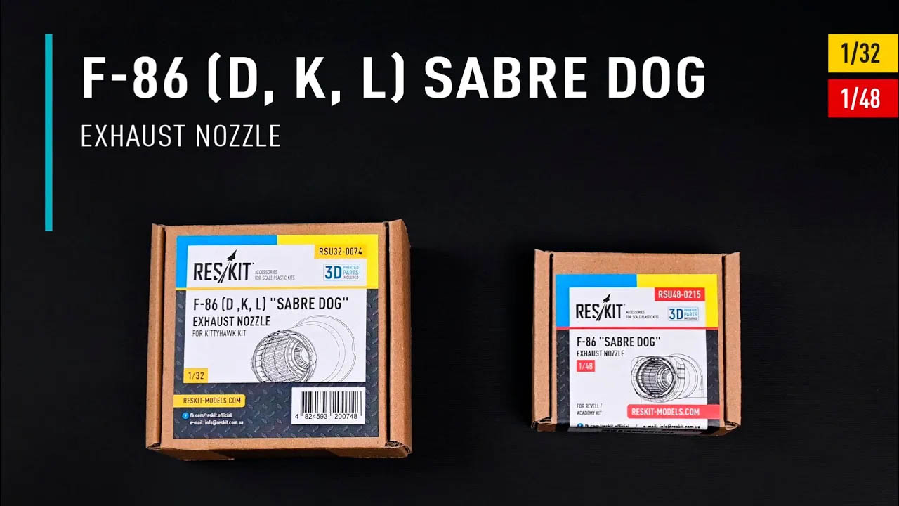 Видео F-86 "Sabre Dog" exhaust nozzle for Revell/Academy kit (3D Printed) (1/48)