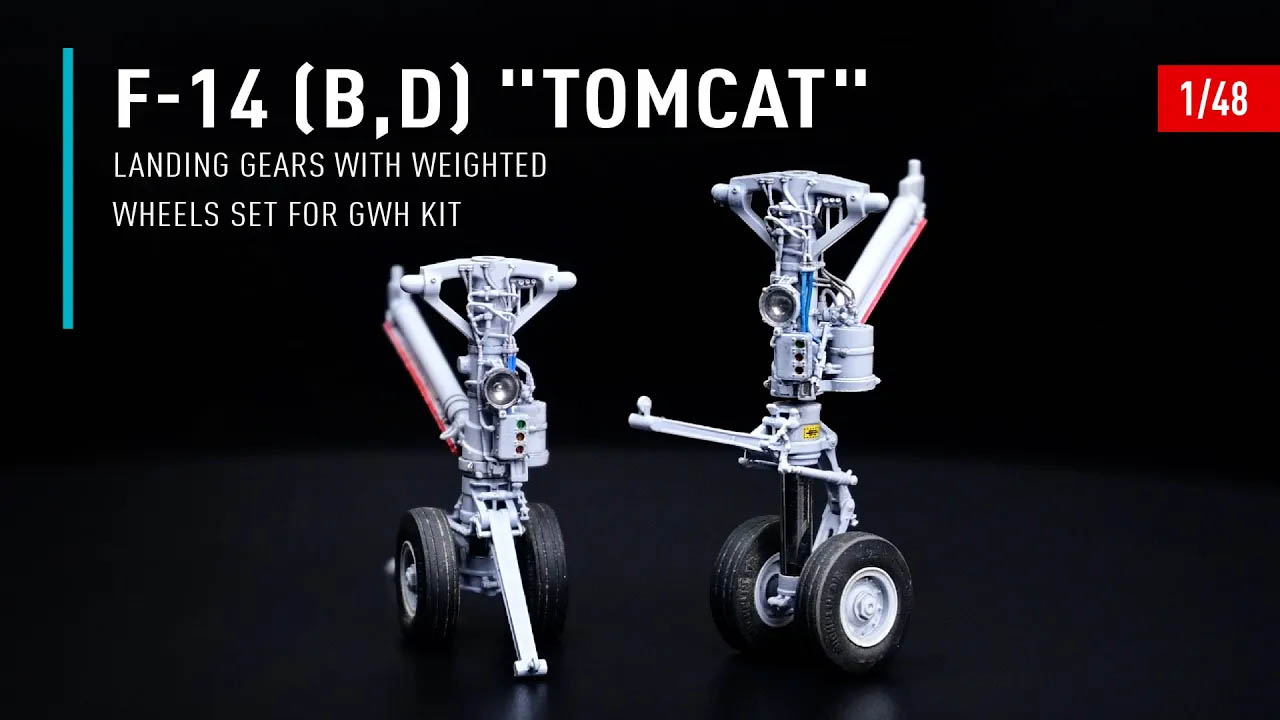 Видео F-14 (A,B,D) "Tomcat" landing gear with weighted wheels set for GWH kit (Resin & 3D Printed) (1/48)