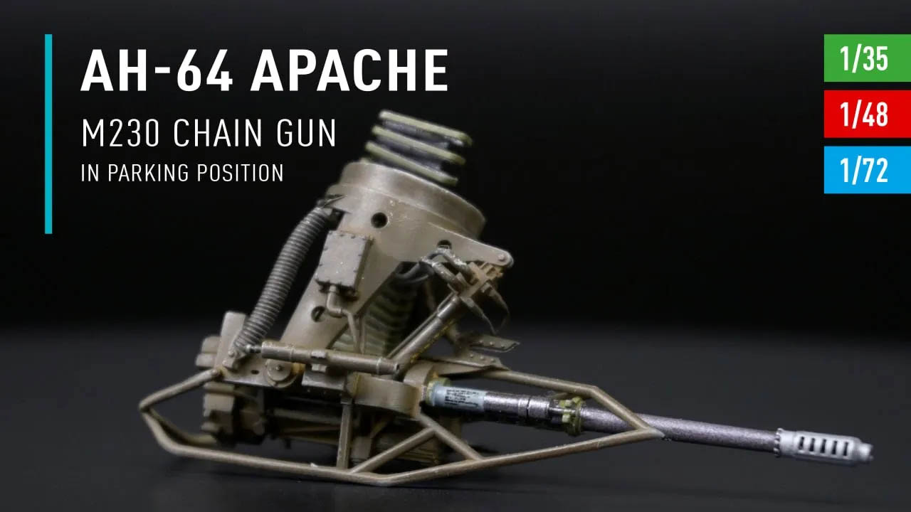 Видео AH-64 "Apache" M230 chain gun (in parking position) for Hasegawa/Academy kit (3D Printed) (1/48)