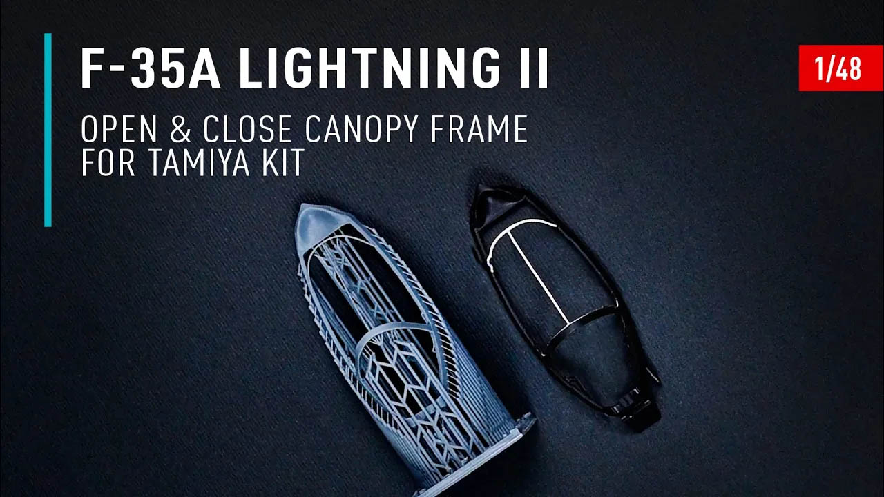 Видео F-35A "Lightning II" close canopy frame for Tamiya kit (3D Printed) (1/48)