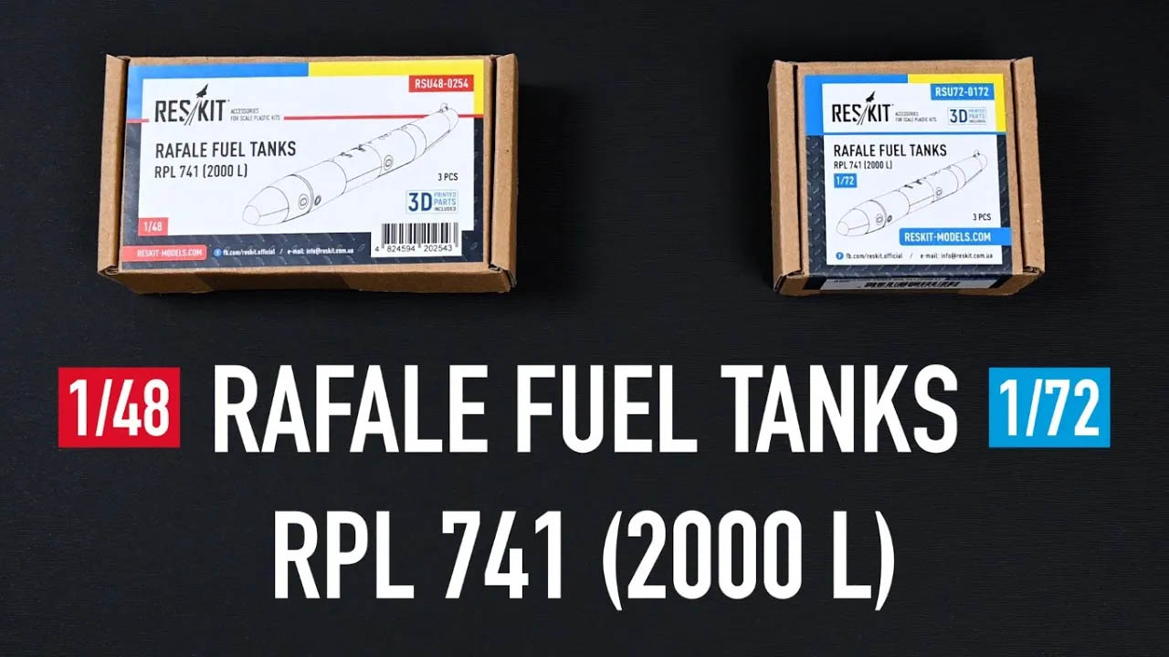 Видео Rafale fuel tanks RPL 741 (2000L) (3 pcs) (3D Printed) (1/72)
