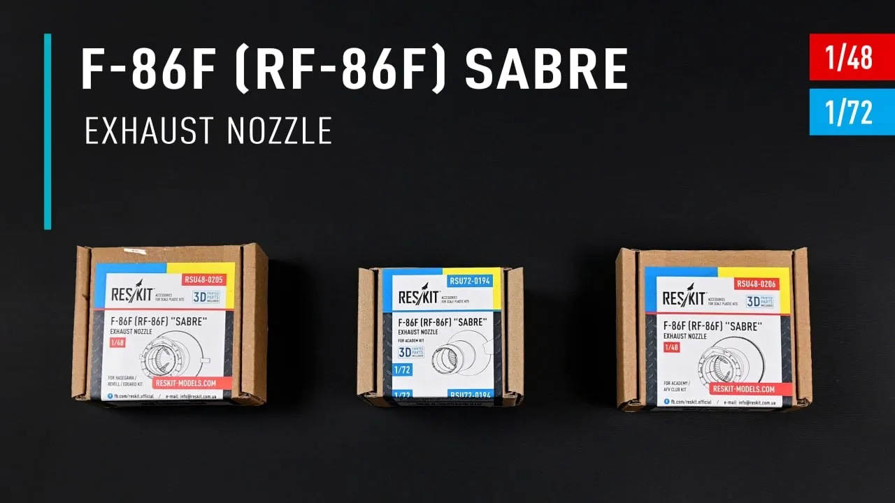 Видео F-86F (RF-86F) "Sabre" exhaust nozzles for Academy kit (3D Printed) (1/72)