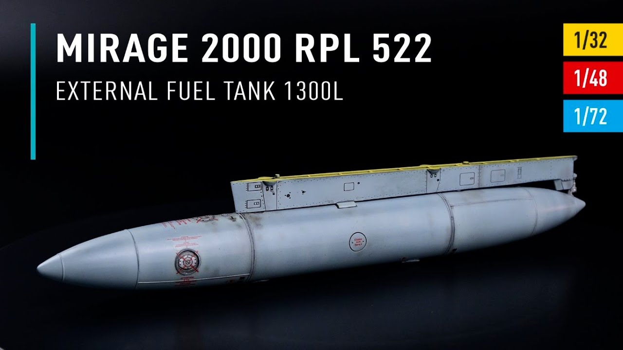 Видео Mirage 2000 RPL 522 external fuel tank 1300lt (3D Printed) (1/72)
